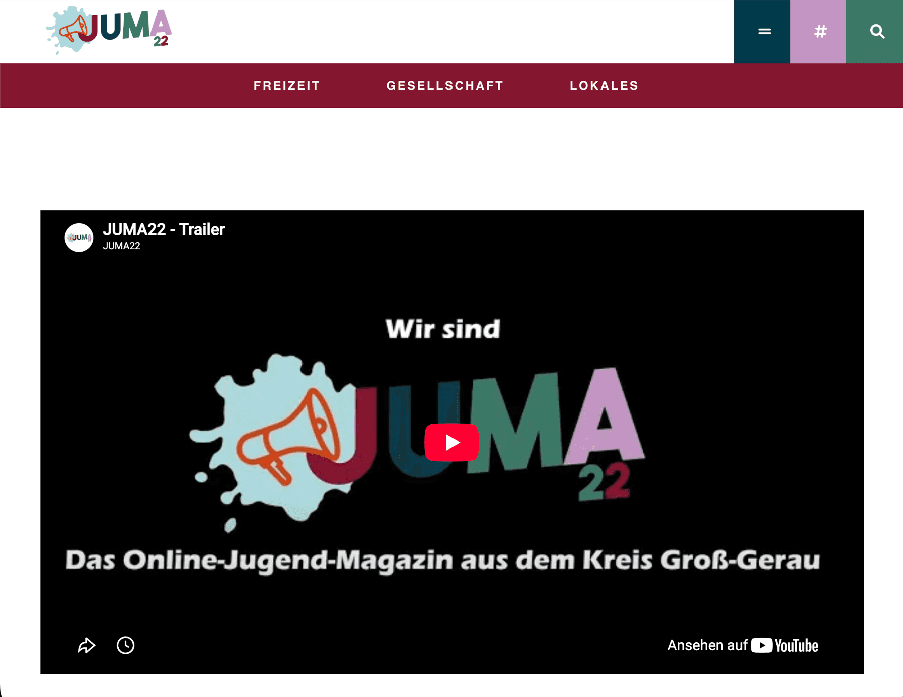 Online-Magazin JuMa22 mit dem Trailer und dem Schriftzug Das Online-Jugend-Magazin aus dem Kreis Groß-Gerau